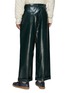 Back View - Click To Enlarge - MM6 MAISON MARGIELA - STRAIGHT CUFFED LEG COATED FAUX LEATHER PANTS