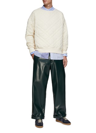 Figure View - Click To Enlarge - MM6 MAISON MARGIELA - STRAIGHT CUFFED LEG COATED FAUX LEATHER PANTS