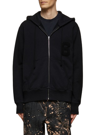 Main View - Click To Enlarge - MM6 MAISON MARGIELA - PATCH DETAIL DRAWSTRING HOOD FRONT ZIP JACKET