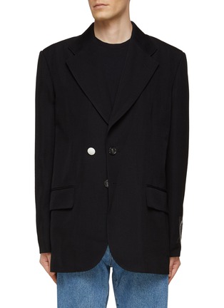 Main View - Click To Enlarge - MM6 MAISON MARGIELA - SINGLE BREASTED LOGO PATCH WOOL BLEND BLAZER