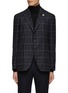 Main View - Click To Enlarge - LARDINI - NOTCH LAPEL UNLINED PLAID SINGLE BREASTED PLAZER