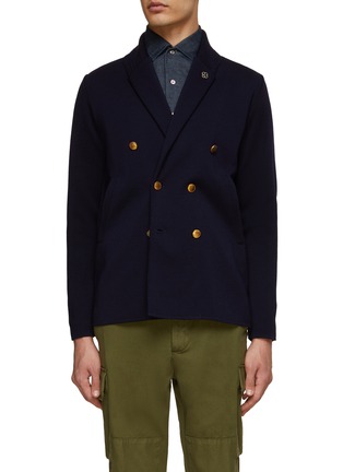 Main View - Click To Enlarge - LARDINI - DOUBLE BREASTED NOTCH LAPEL PATCH POCKET KNIT JACKET