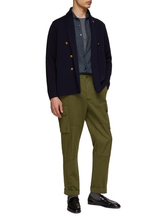 Figure View - Click To Enlarge - LARDINI - DOUBLE BREASTED NOTCH LAPEL PATCH POCKET KNIT JACKET