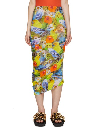 Main View - Click To Enlarge - LOEWE - Parrot Print Wrapped Mesh Maxi Skirt