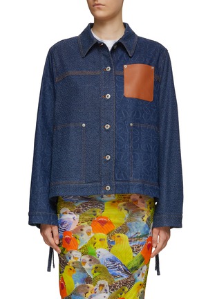 Main View - Click To Enlarge - LOEWE - ANAGRAM LEATHER PATCH WORKWEAR DENIM JACKET