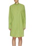 Main View - Click To Enlarge - LOEWE - Tuxedo Collar Pleated Cotton Knee Length Shirt Dress