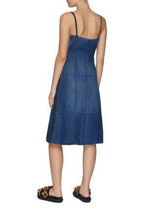 Back View - Click To Enlarge - LOEWE - STRAPPY KNEE LENGTH A-LINE DENIM DRESS