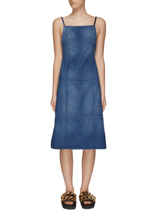 Main View - Click To Enlarge - LOEWE - STRAPPY KNEE LENGTH A-LINE DENIM DRESS