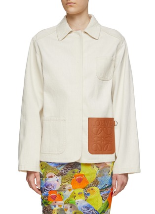 Main View - Click To Enlarge - LOEWE - Leather Patch Denim Workwear Jacket
