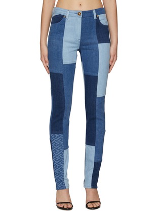 Main View - Click To Enlarge - VERSACE - MONOGRAM PATCHWORK FLARED JEANS
