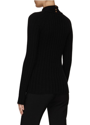 Back View - Click To Enlarge - VERSACE - Cut-Out Ribbed Knit Long-Sleeved Top