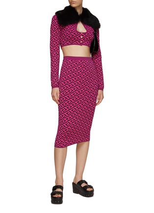 Figure View - Click To Enlarge - VERSACE - JACQUARD CROPPED KNIT MIDI SKIRT