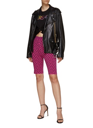 Figure View - Click To Enlarge - VERSACE - MONOGRAM JACQUARD KNIT CYCLING SHORTS