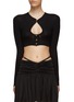 Main View - Click To Enlarge - VERSACE - FINE RIB CUTOUT DETAIL CROPPED CARDIGAN