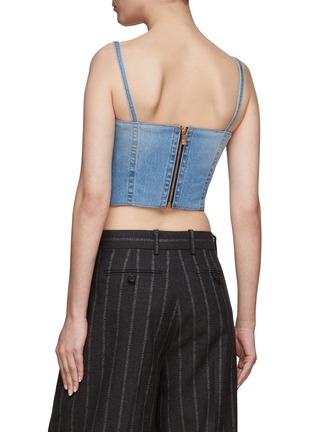 Back View - Click To Enlarge - VERSACE - STRETCH PANEL DENIM CORSET TOP