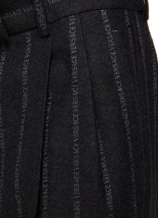  - VERSACE - LOGO EMBROIDERED PINSTRIPE WIDE LEG PANTS
