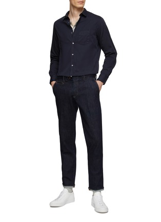 Figure View - Click To Enlarge - OFFICINE GÉNÉRALE - ‘LIPP’ LONG SLEEVE REGULAR FIT SLIGHT ROUNDED COLLAR COTTON TWILL SHIRT