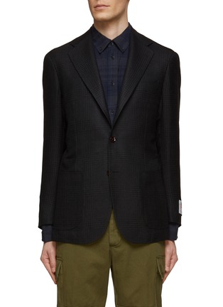 Main View - Click To Enlarge - RING JACKET - SINGLE BREASTED NOTCH LAPEL GLEN CHECK WOOL BLAZER