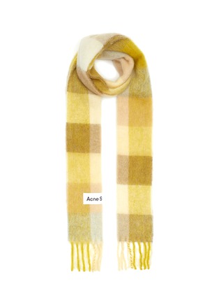 Main View - Click To Enlarge - ACNE STUDIOS - Fringed Chequered Wool Blend Scarf
