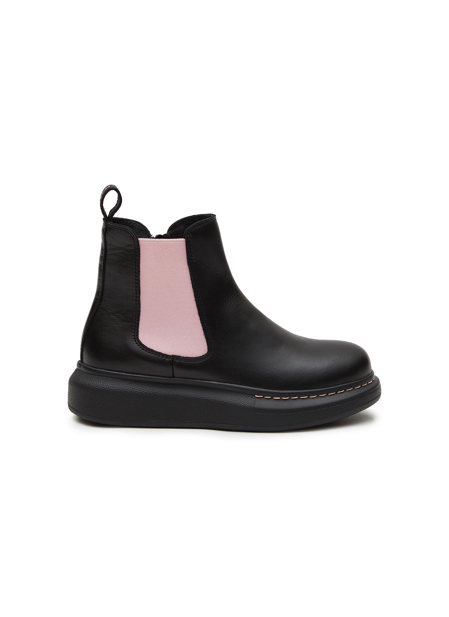 'Molly' Kids And Toddlers Leather Platform Chelsea Boots