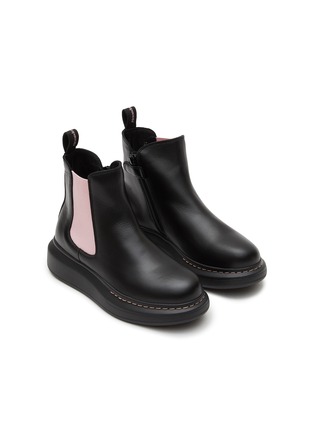 Figure View - Click To Enlarge - ALEXANDER MCQUEEN - ‘Molly’ Kids And Toddlers Leather Platform Chelsea Boots
