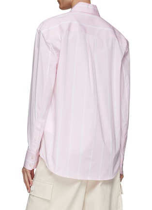 Back View - Click To Enlarge - ALEXANDER WANG - Chest Pocket Logo Tag Striped Cotton Shirt