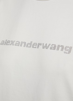  - ALEXANDER WANG - Hotfix Crystal Logo Back Lip Print Cotton Crewneck T-Shirt