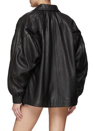 Back View - Click To Enlarge - ALEXANDER WANG - OVERSIZE LOGO EMBROIDERED FRONT ZIP TRACK JACKET