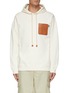 Main View - Click To Enlarge - LOEWE - Anagram Leather Patch Pocket Cotton Drawstring Hoodie
