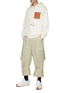 Figure View - Click To Enlarge - LOEWE - Anagram Leather Patch Pocket Cotton Drawstring Hoodie