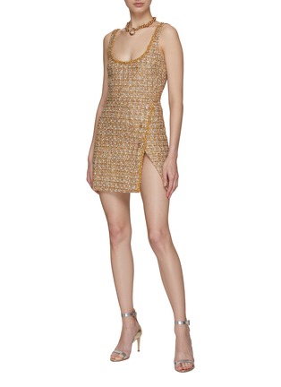 Figure View - Click To Enlarge - SELF-PORTRAIT - GOLD-TONED TINSEL BOUCLE MINI DRESS