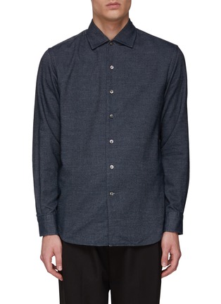 Main View - Click To Enlarge - TOMORROWLAND - ONE PIECE WIDE COLLAR FLANNEL COTTON SHIRT