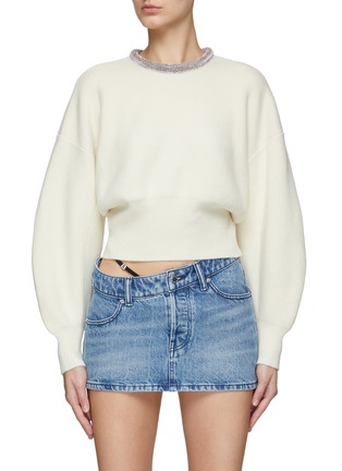 Main View - Click To Enlarge - ALEXANDER WANG - CRYSTAL EMBELLISHED TUBULAR NECKLINE KNIT SWEATER
