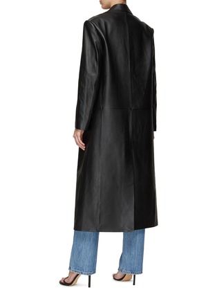 Back View - Click To Enlarge - ALEXANDER WANG - NOTCH LAPEL POCKET DETAIL LEATHER LONG COAT