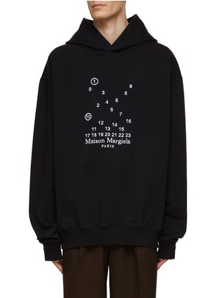 Main View - Click To Enlarge - MAISON MARGIELA - OVERSIZE DISPERSED NUMBER LOGO COTTON HOODIE