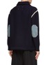Back View - Click To Enlarge - MAISON MARGIELA - HALF ZIP DENIM ELBOW PATCH WOOL KNIT SWEATER