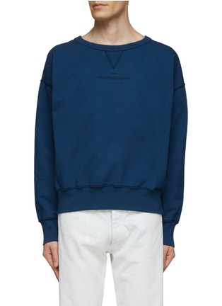 Main View - Click To Enlarge - MAISON MARGIELA - INVERTED LOGO EMBROIDERED TONAL STITCH DETAIL SWEATSHIRT