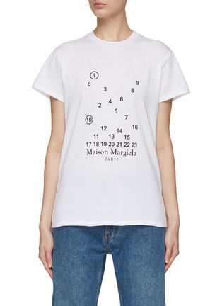 Main View - Click To Enlarge - MAISON MARGIELA - Scattered Number Logo Print Cotton Crewneck T-Shirt