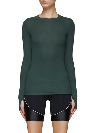 Main View - Click To Enlarge - SPLITS59 - ‘LOUISE’ LONG SLEEVE FITTED RIBBED TOP