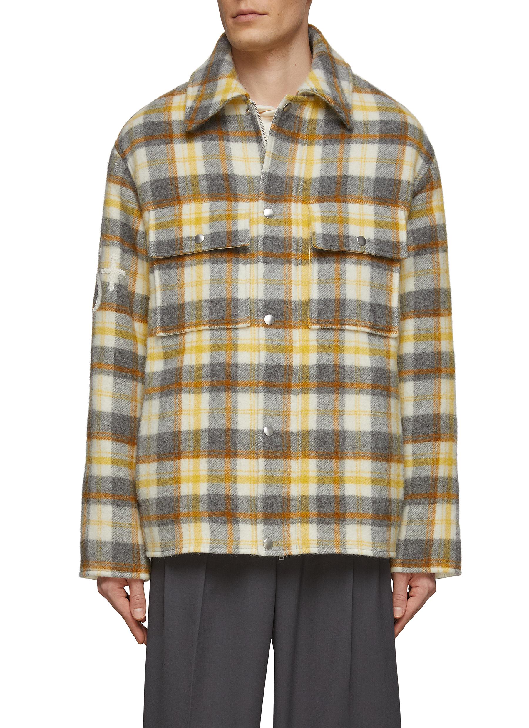 Jil Sander Long Sleeve Check Sustainable Wool Shirt Jacket In Yellow
