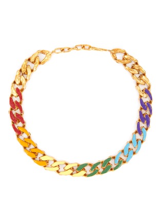 Main View - Click To Enlarge - JOANNA LAURA CONSTANTINE - Rainbow Enamelled Brass Flat Curb Chain Necklace
