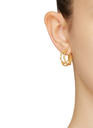 Figure View - Click To Enlarge - JOANNA LAURA CONSTANTINE - Clear Stone Multi Twisted Wire Brass J-Hoop Earrings