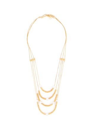 Main View - Click To Enlarge - JOANNA LAURA CONSTANTINE - Pearl Twisted Wire Multi Chain Brass Necklace