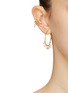 Front View - Click To Enlarge - JOANNA LAURA CONSTANTINE - Clear Stone Mini Pearl Twisted Wire Brass Earrings — Set Of 3