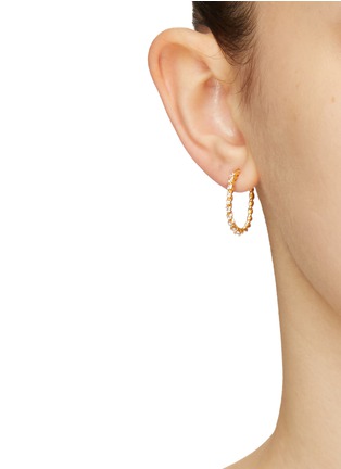 Figure View - Click To Enlarge - JOANNA LAURA CONSTANTINE - Clear Stone Mini Pearl Twisted Wire Brass Earrings — Set Of 3