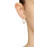 Figure View - Click To Enlarge - JOANNA LAURA CONSTANTINE - Clear Stone Mini Pearl Twisted Wire Brass Earrings — Set Of 3