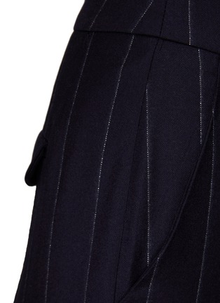  - PESERICO - Belted Pinstripe Wool Blend Rolled Up Cropped Pants