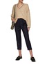 Figure View - Click To Enlarge - PESERICO - Belted Pinstripe Wool Blend Rolled Up Cropped Pants