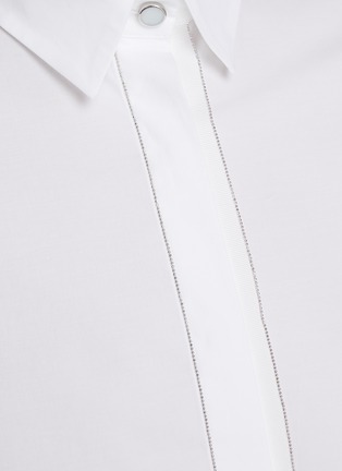  - PESERICO - Glittering Bead Embellished Concealed Placket Cotton Blend Shirt