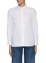 Main View - Click To Enlarge - PESERICO - Glittering Bead Embellished Concealed Placket Cotton Blend Shirt